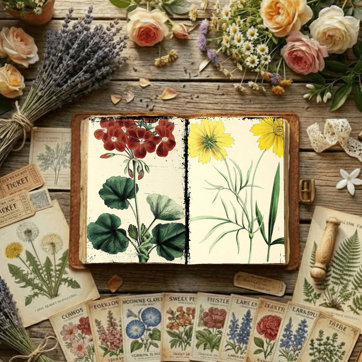 Floral Illustrations Digital Papers
