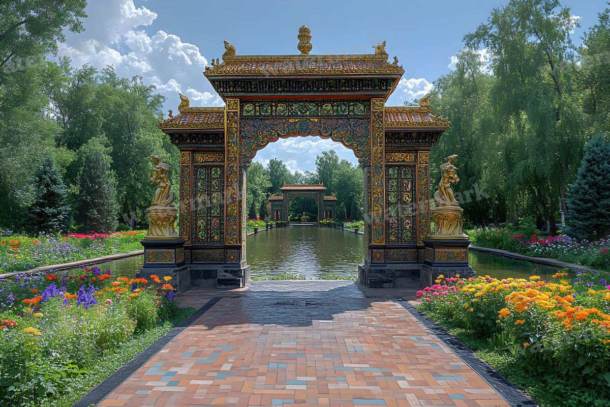 Lavish Baroque Garden digital photo backdrop for photo editing, preview 23