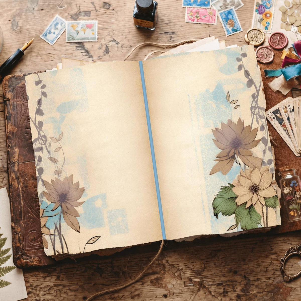 Lined Flower Digital Papers