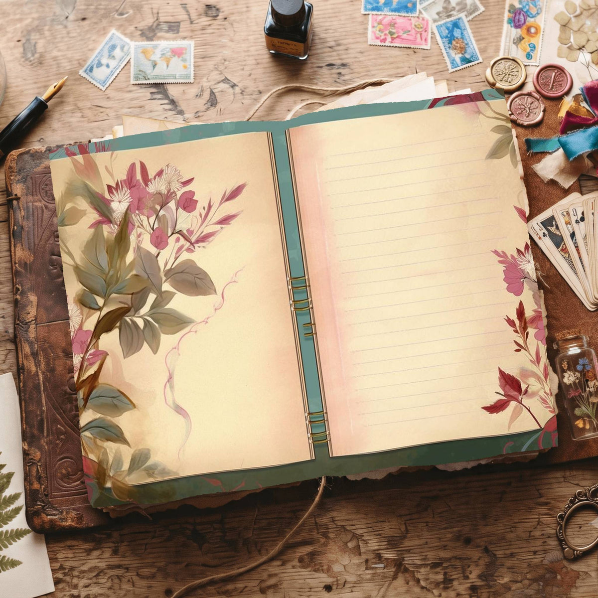 Lined Flower Digital Papers