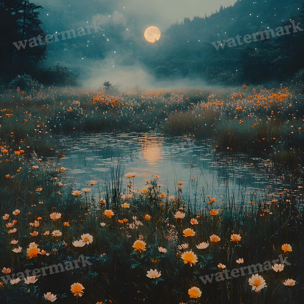 Moonlit Field Backdrop Images