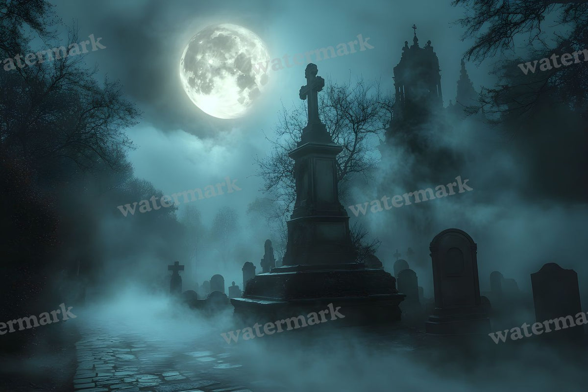 Moonlit Graveyard Backdrop Images