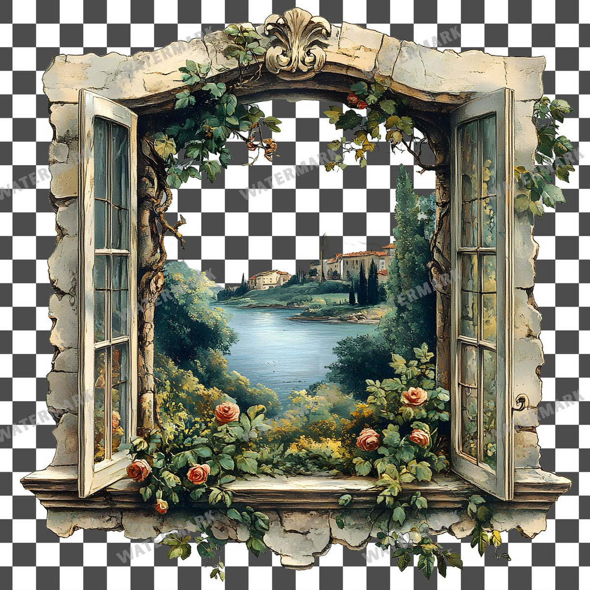 Window Vintage Style Clipart Pngs
