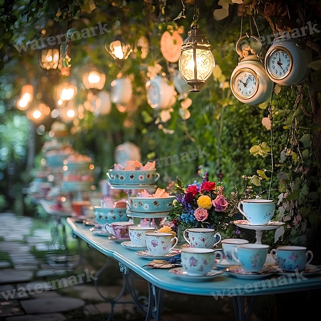 Wonderland Tea Party Backdrop Images