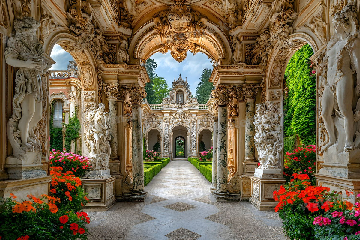 Baroque Marble Garden digital photo backdrop for photo editing, preview 24