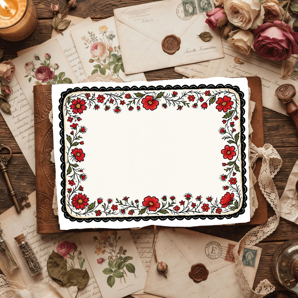Folk Art Floral Border Frame