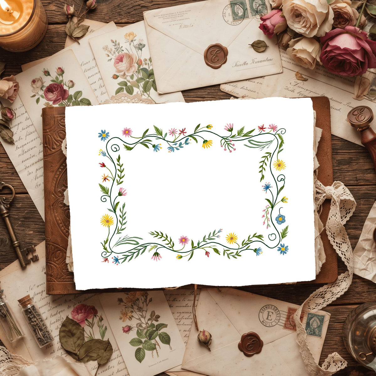 Folk Art Watercolor Floral Pattern