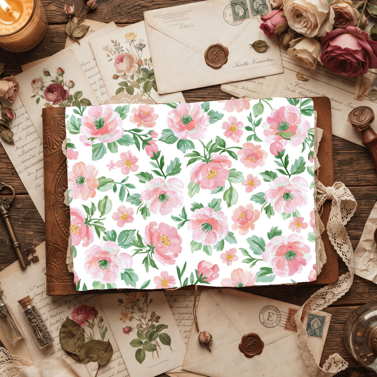 Pastel Pink & Green Watercolor Pattern