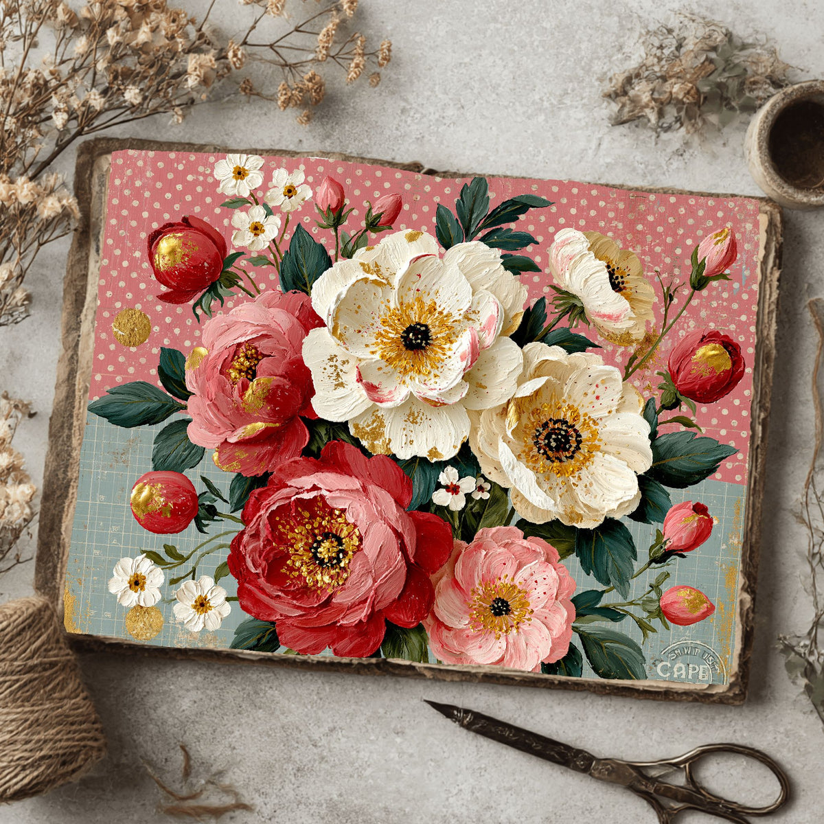Pink & Gold Shabby Chic Journal Paper