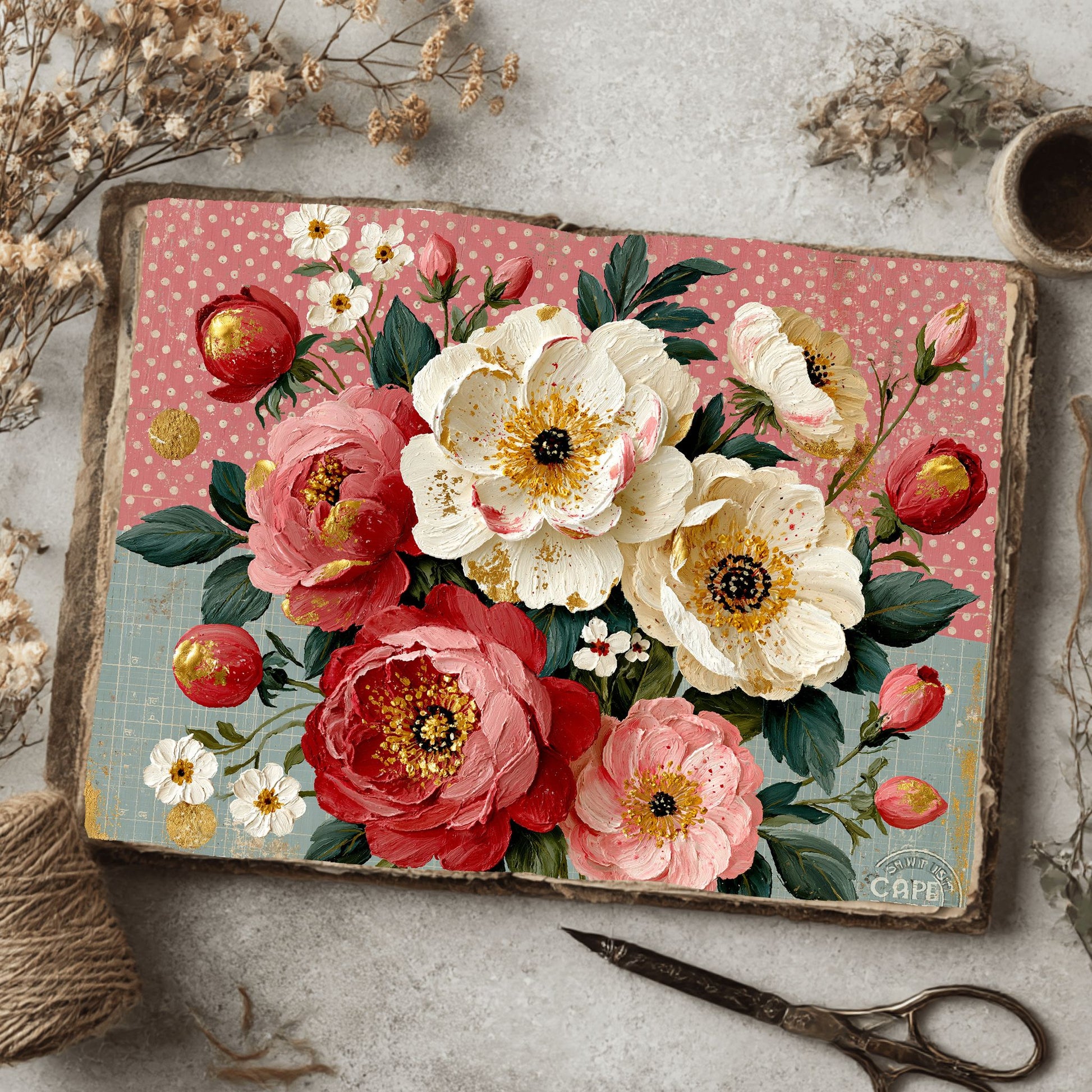 Pink & Gold Shabby Chic Journal Paper