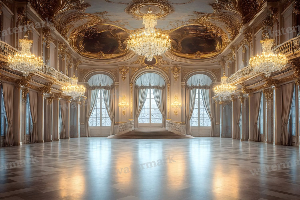 Royal Ornate Ballroom digital photo backdrop for photo editing, preview 24