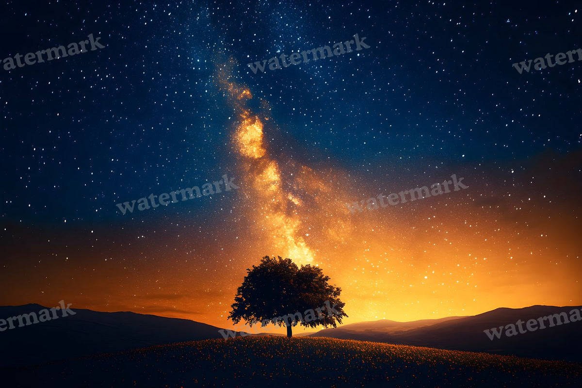 Starry Night Sky digital photo backdrop for photo editing, preview 24