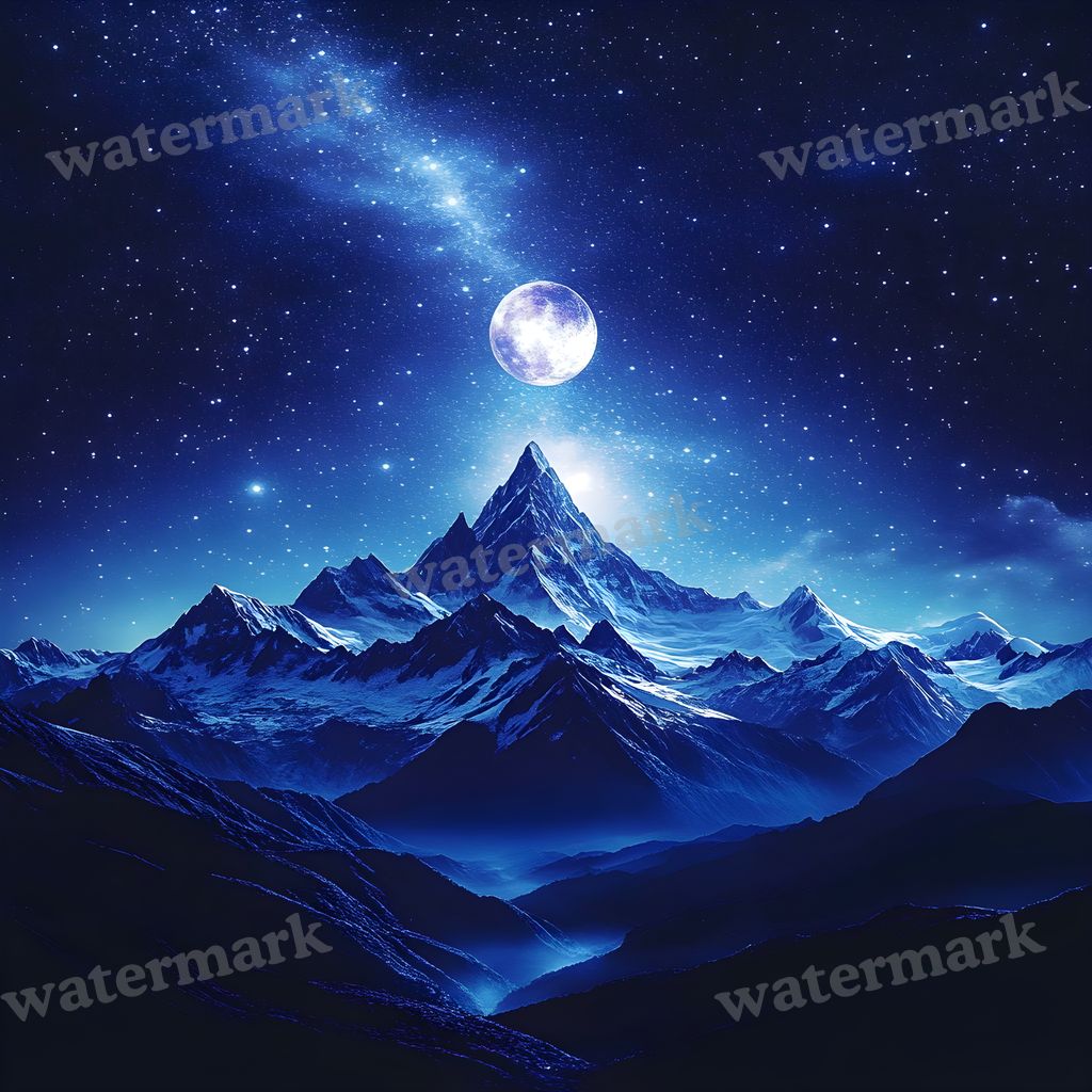 Celestial Moonlit digital photo backdrop for photo editing, preview 24