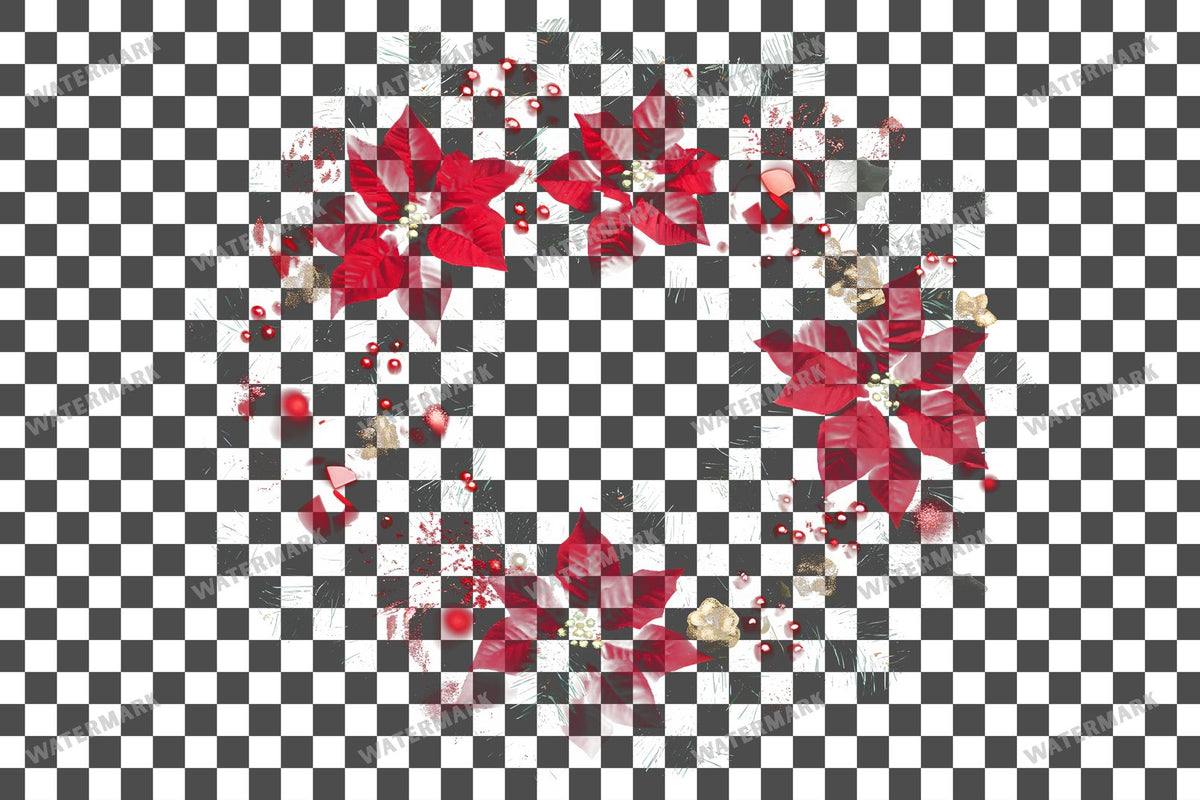 Christmas Wreath PNG overlay on a transparent checkered background, preview 25