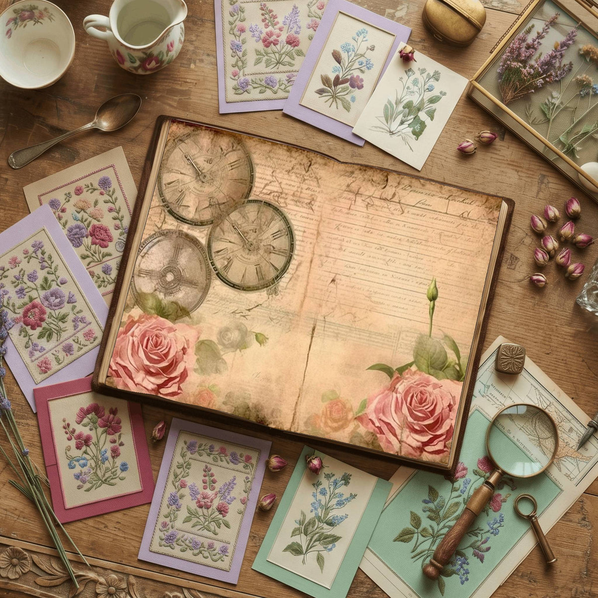 Faded Pink Roses Digital Papers
