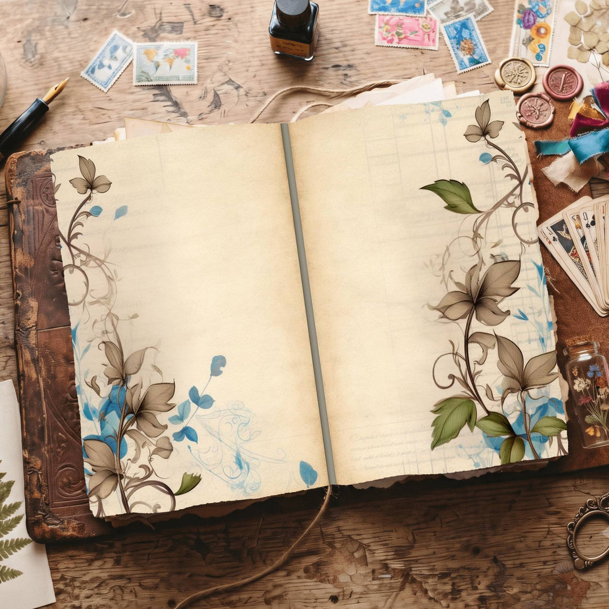 Lined Flower Digital Papers