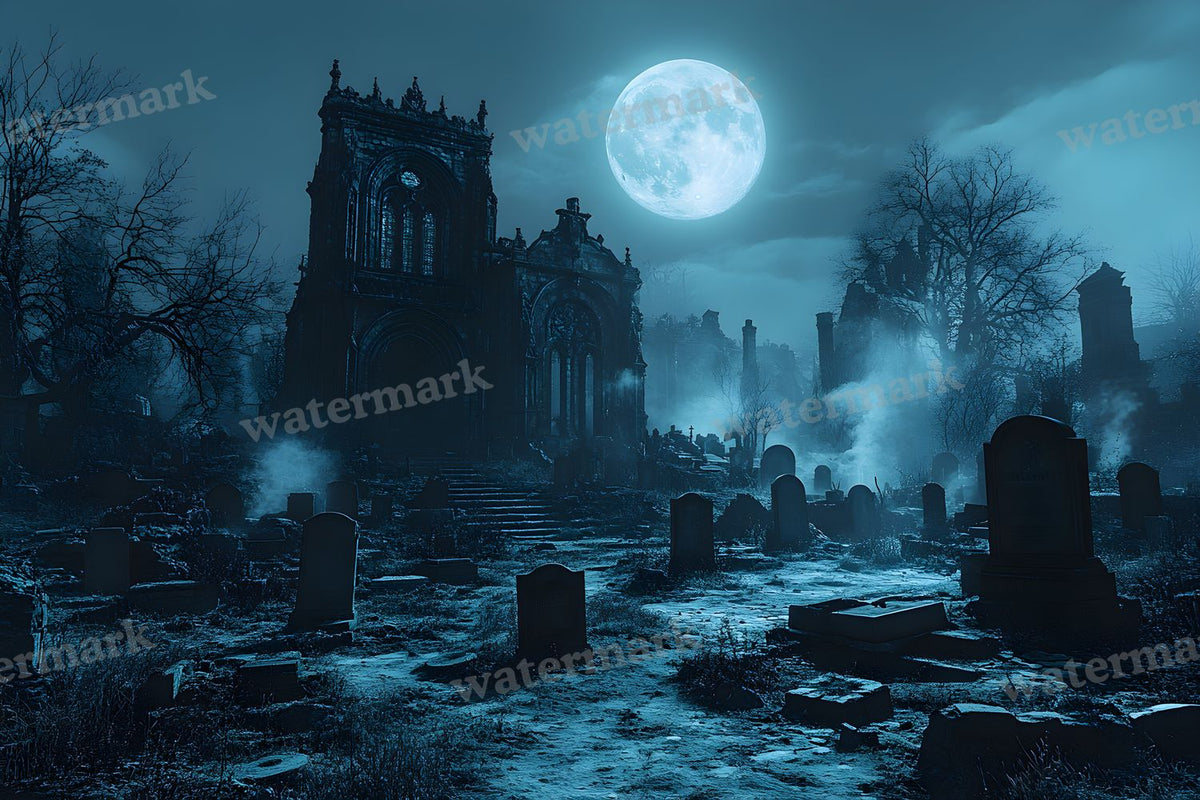 Moonlit Graveyard Backdrop Images