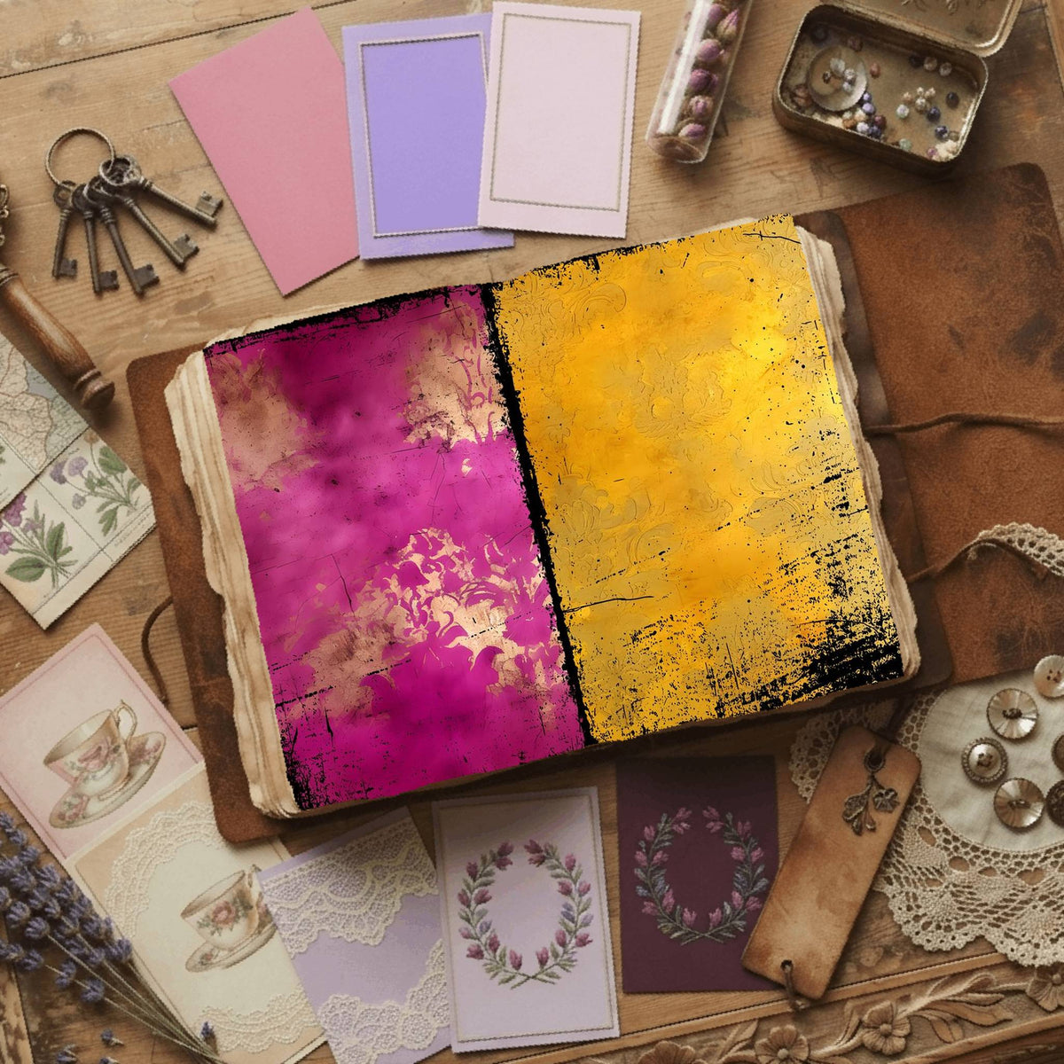Regal Damask printable junk journal paper, page preview 25