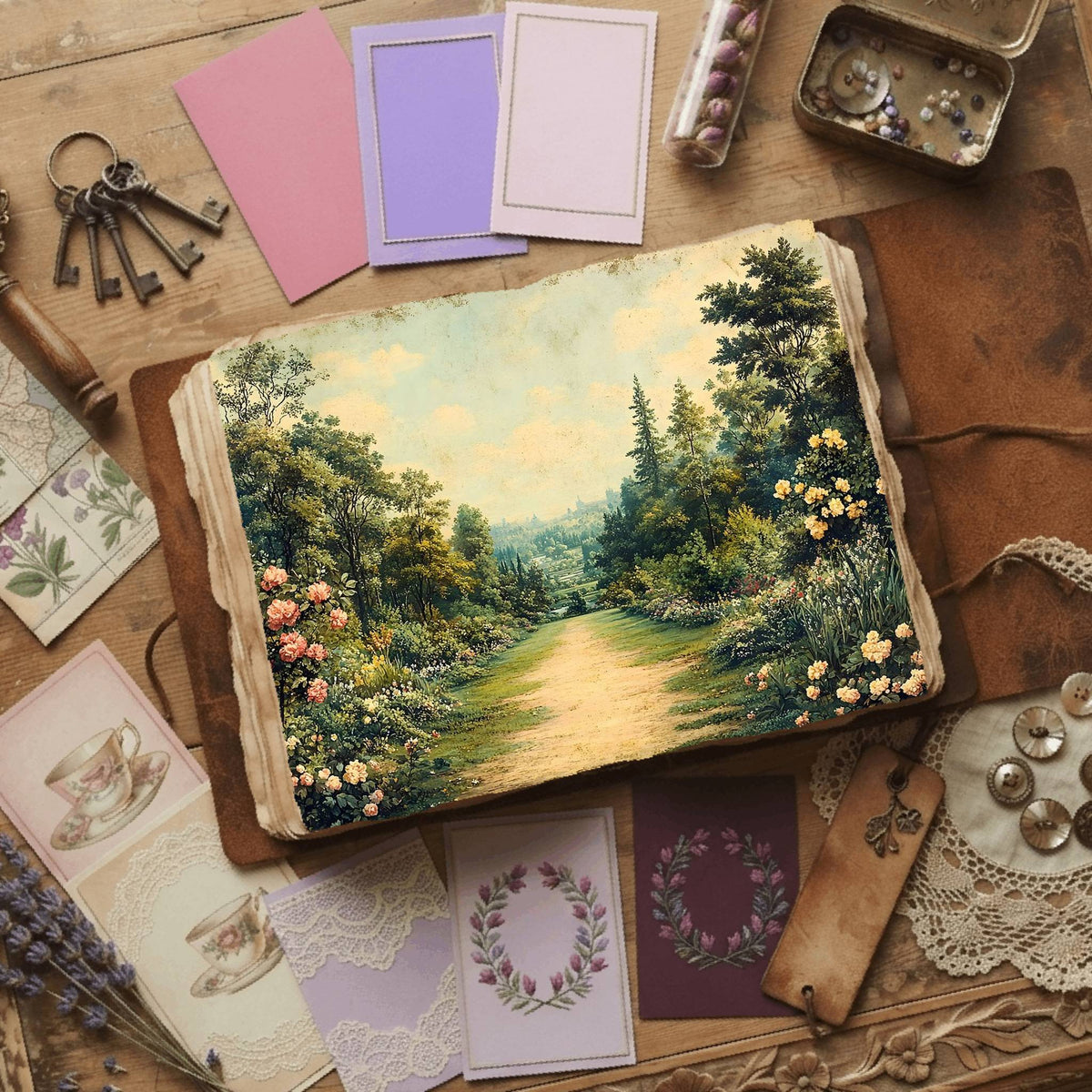 Royal Gardens printable junk journal paper, page preview 25
