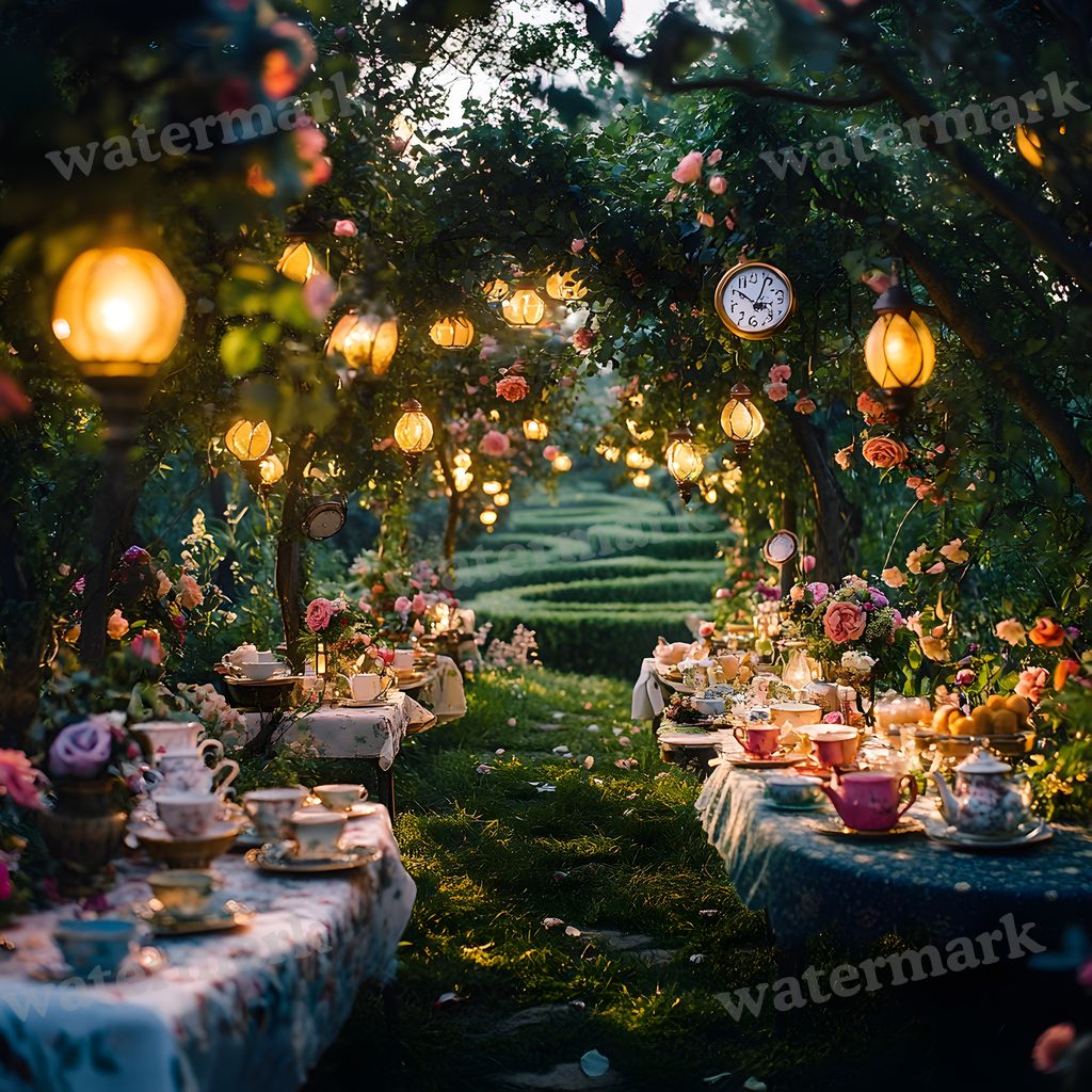 Wonderland Tea Party Backdrop Images