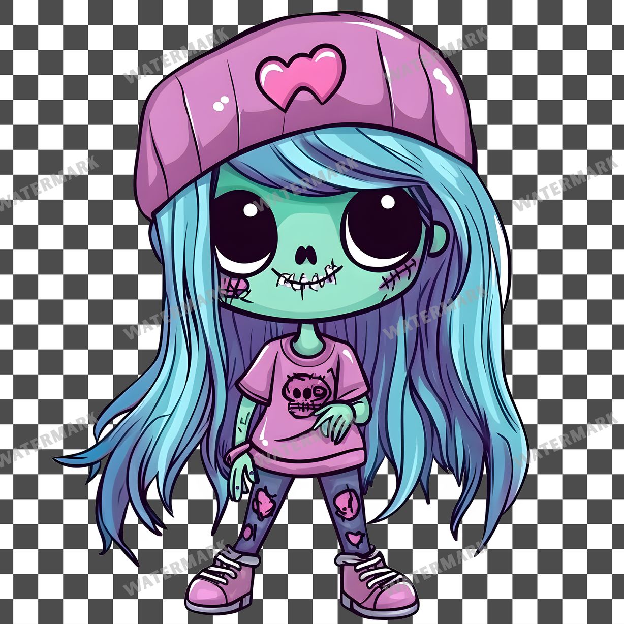 Zombie Kawaii Style Clipart Pngs