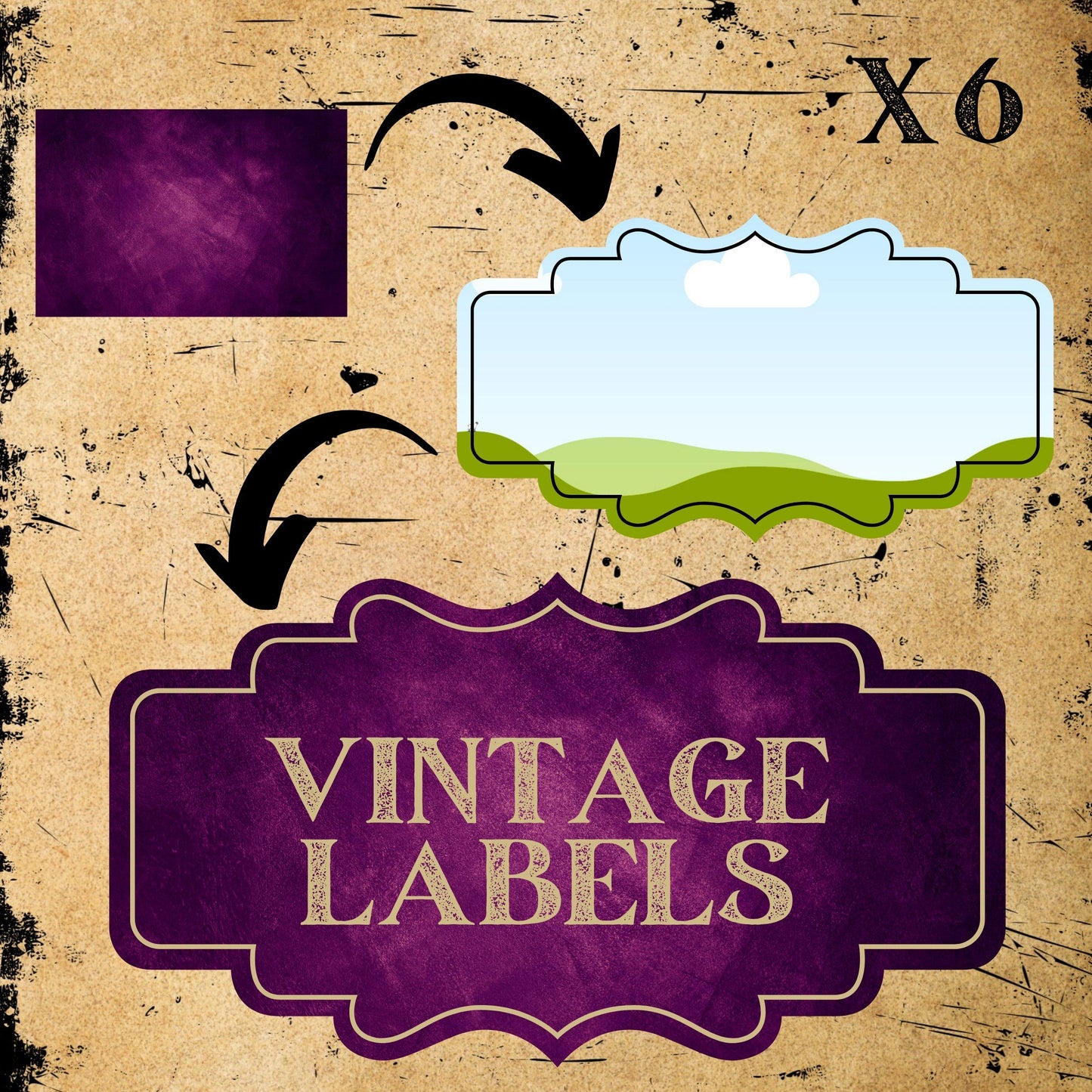 Custom Vintage Label Canva Frames , Drag and Drop, Vintage Canva, Templates, Editable, Canva Templates, Vintage Badge, Custom Labels