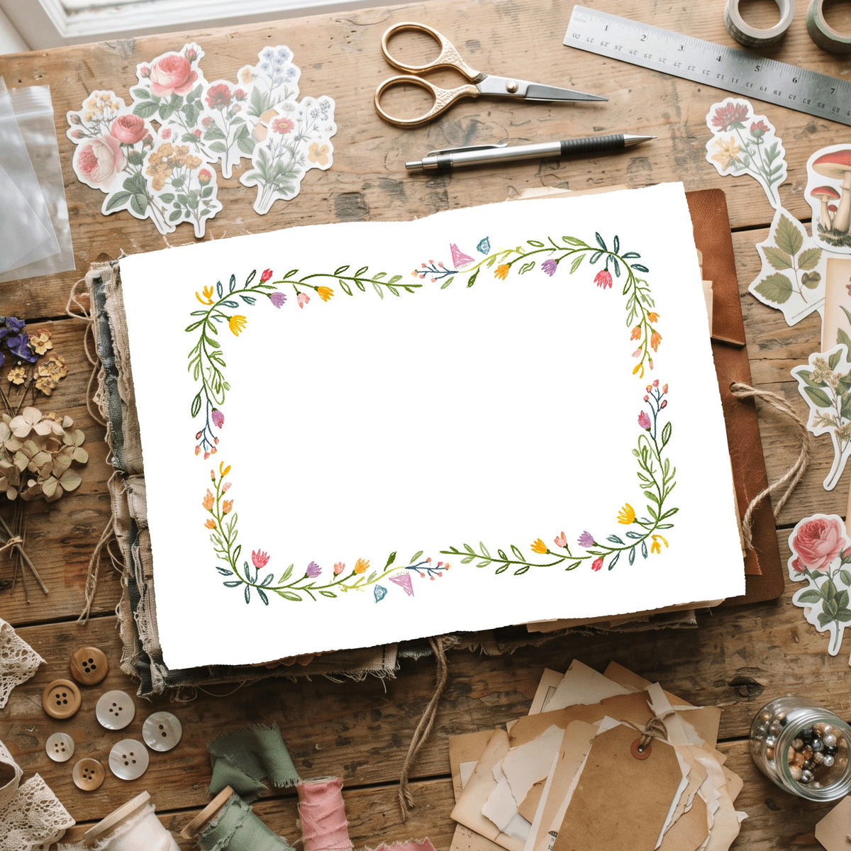 Folk Art Watercolor Floral Pattern
