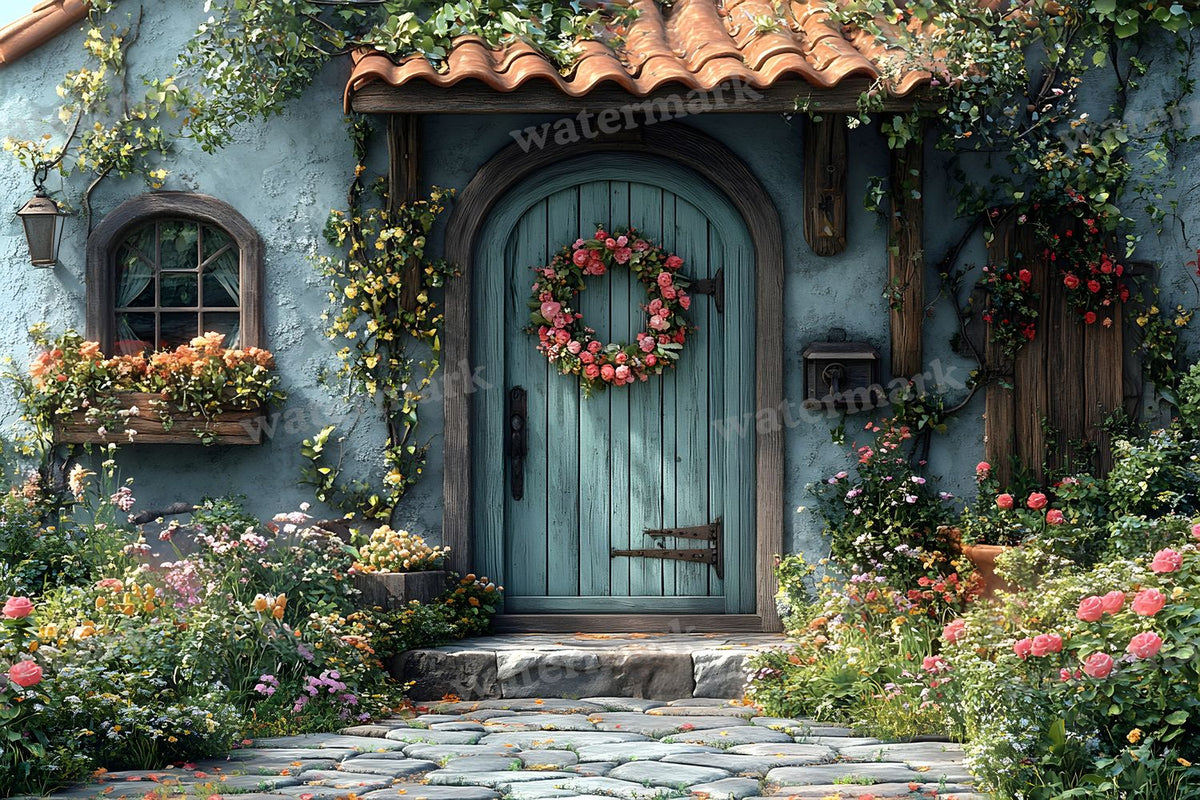 Pastel Cottage Door digital photo backdrop for photo editing, preview 25