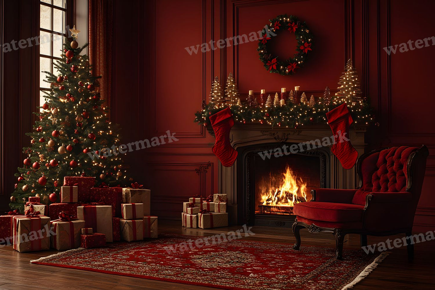 Red Christmas Backdrop Images