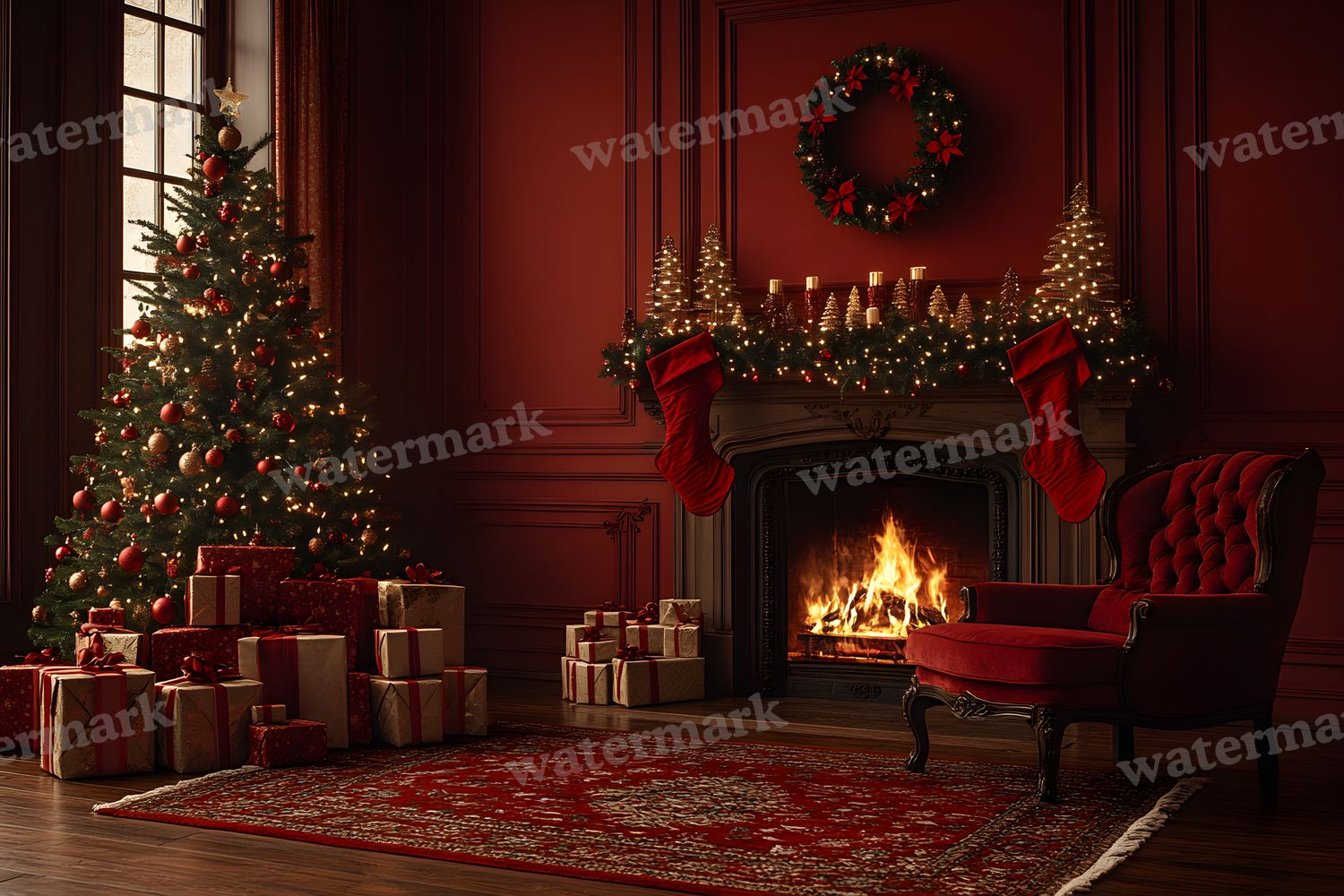 Red Christmas Backdrop Images
