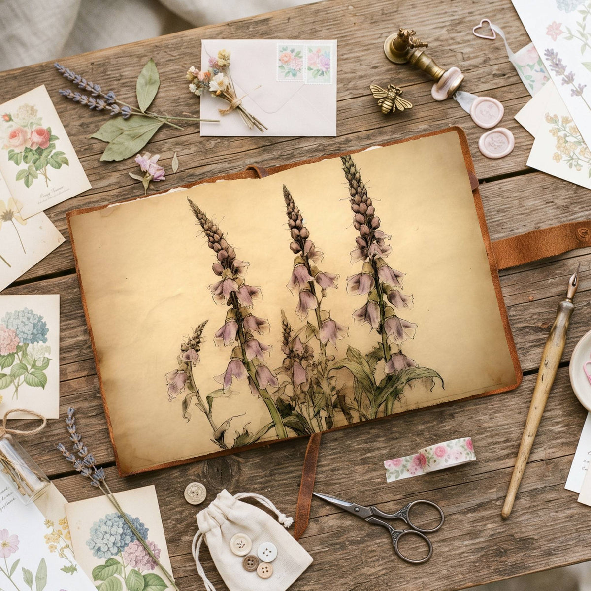 Autumn Digitalis Foxgloves Digital Papers