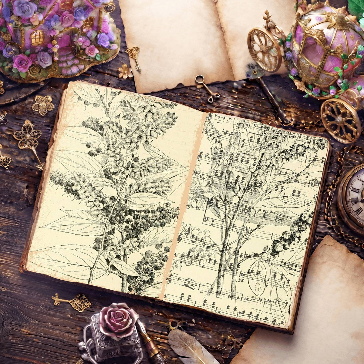 Botanical Sketches Digital Papers