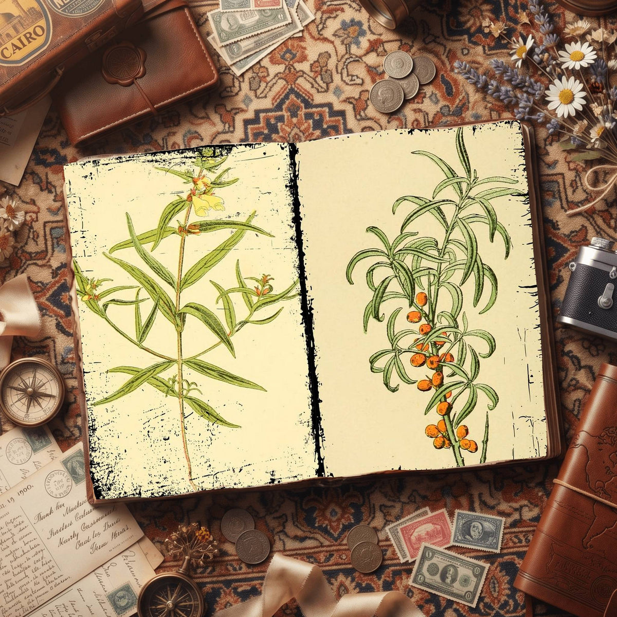 Botanical printable junk journal paper, page preview 26