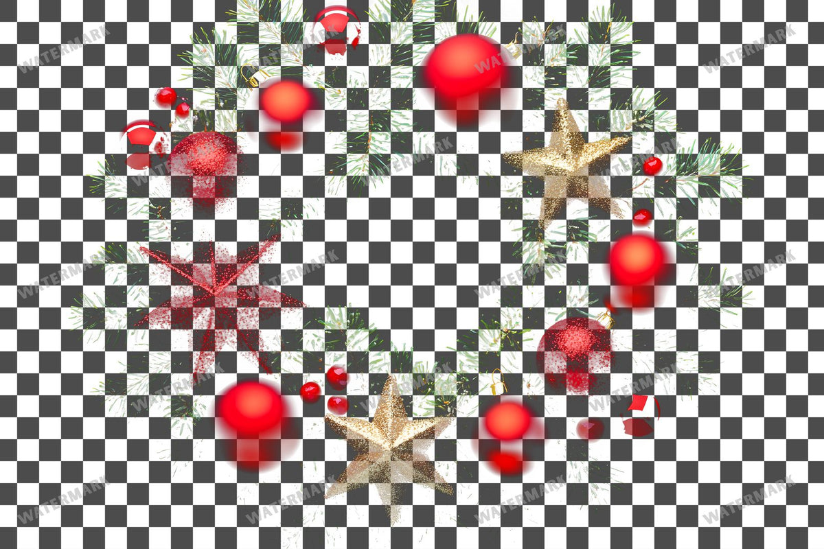 Christmas Wreath PNG overlay on a transparent checkered background, preview 26