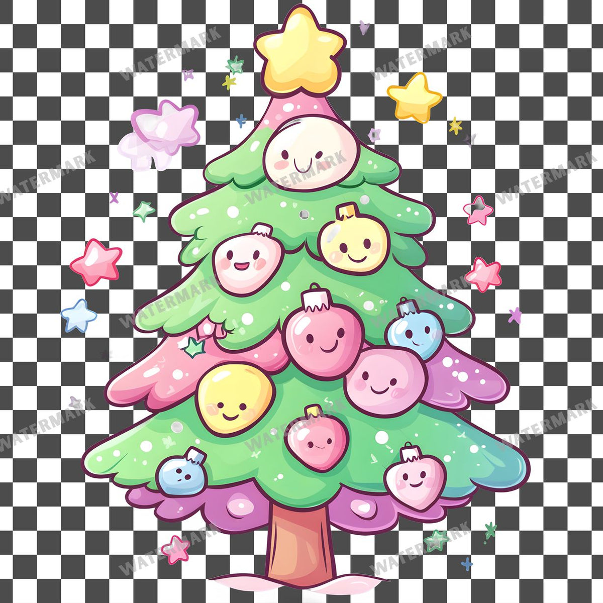 Christmas Kawaii Style Clipart Pngs