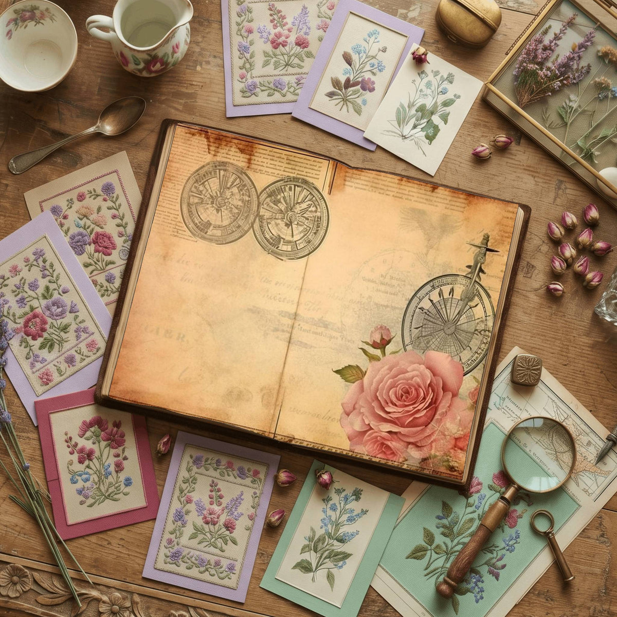 Faded Pink Roses Digital Papers