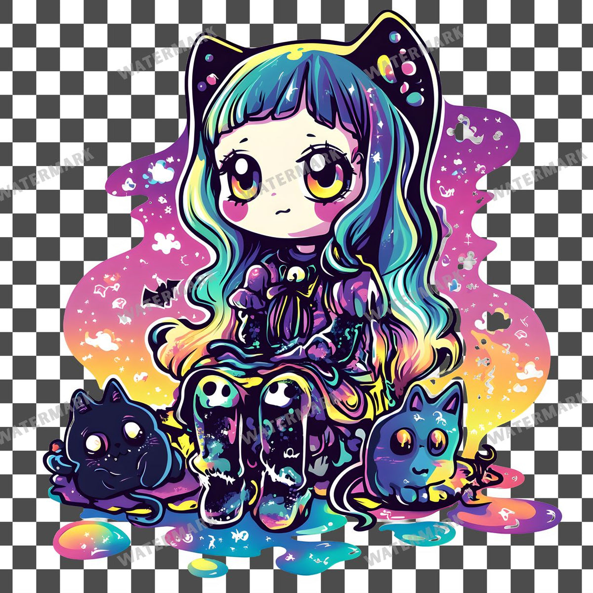 Halloween Kawaii Style Clipart Pngs