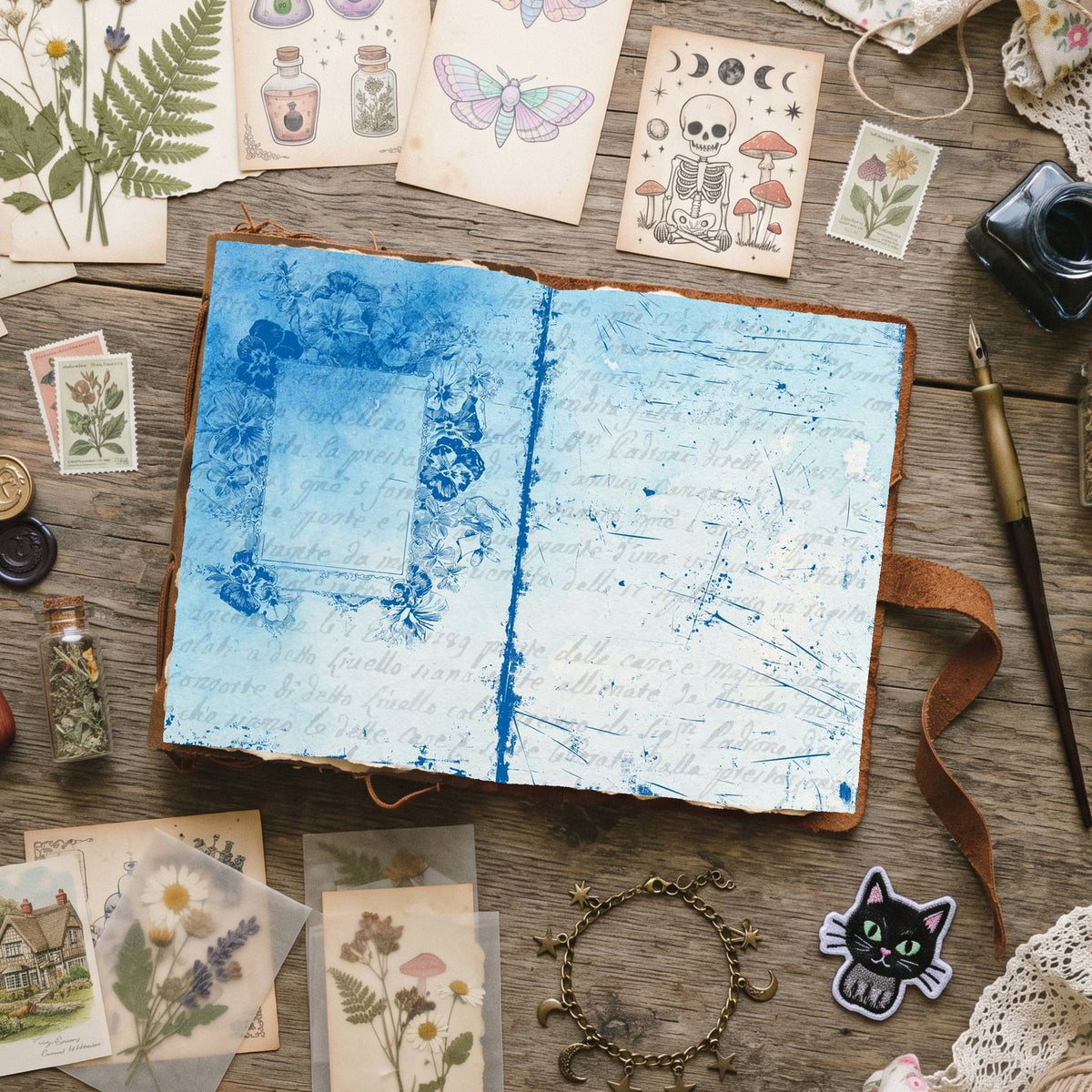 Mixed Color Distressed Blank And Lined Digital Papers
