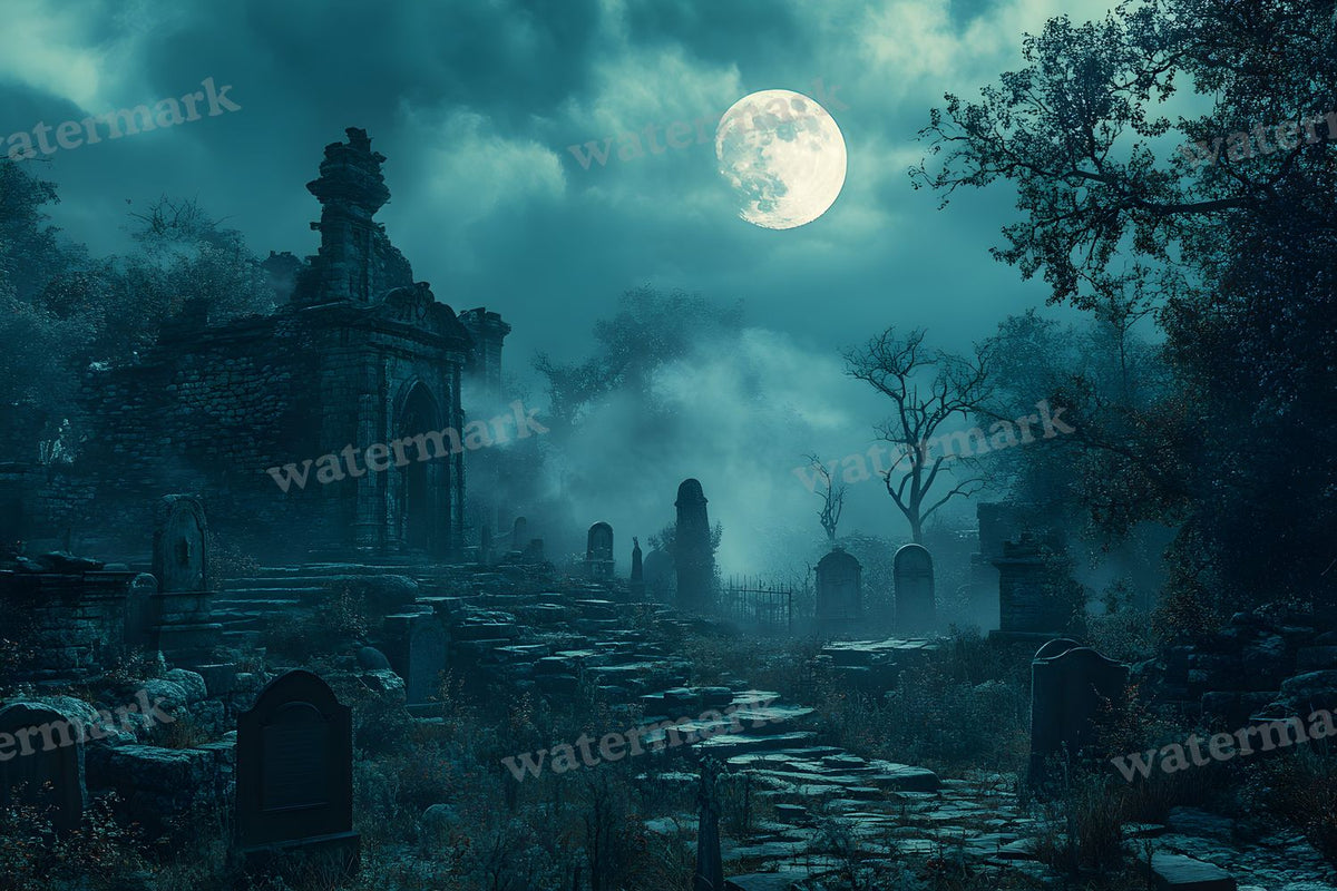 Moonlit Graveyard Backdrop Images