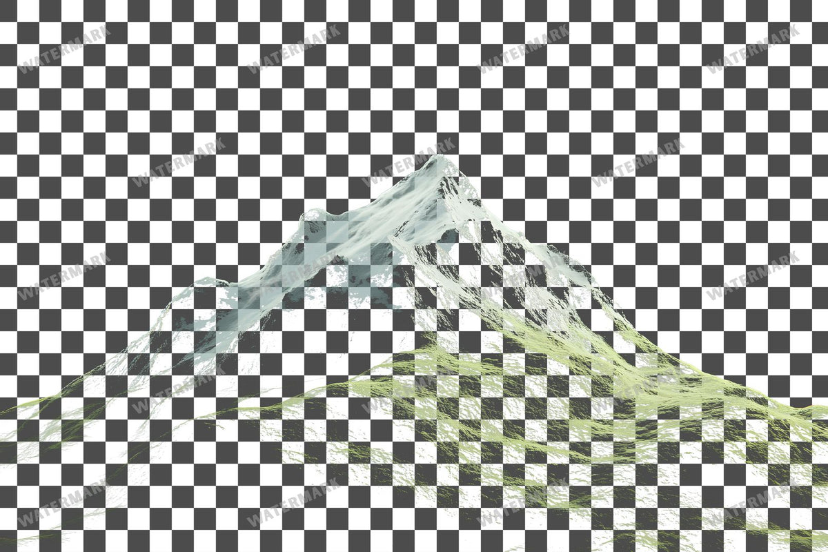 Mossy Hill Snowy Peak PNG overlay on a transparent checkered background, preview 26