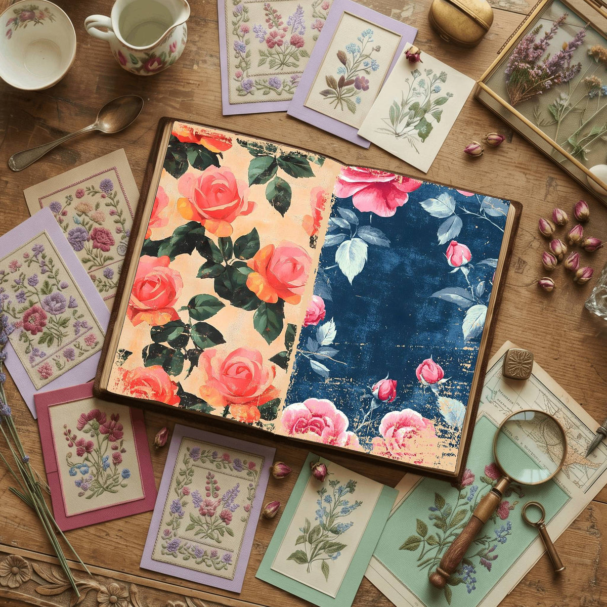 Rose printable junk journal paper, page preview 26