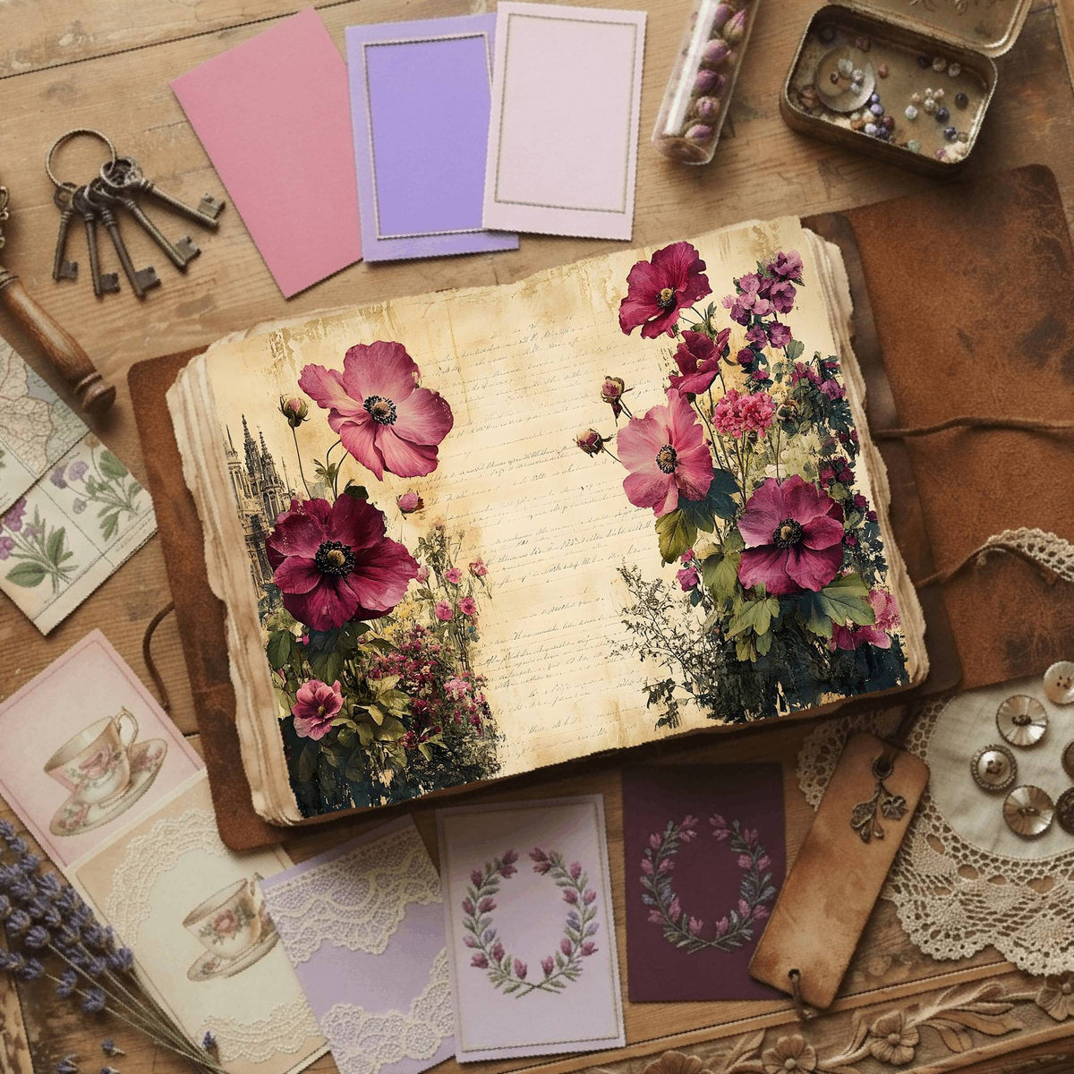 Royal Gardens printable junk journal paper, page preview 26
