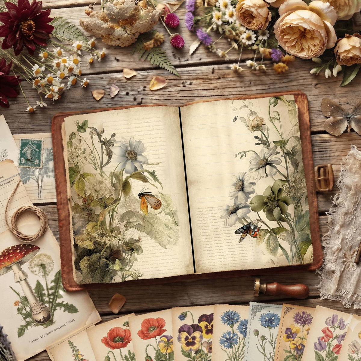 Vintage Botanical Digital Papers