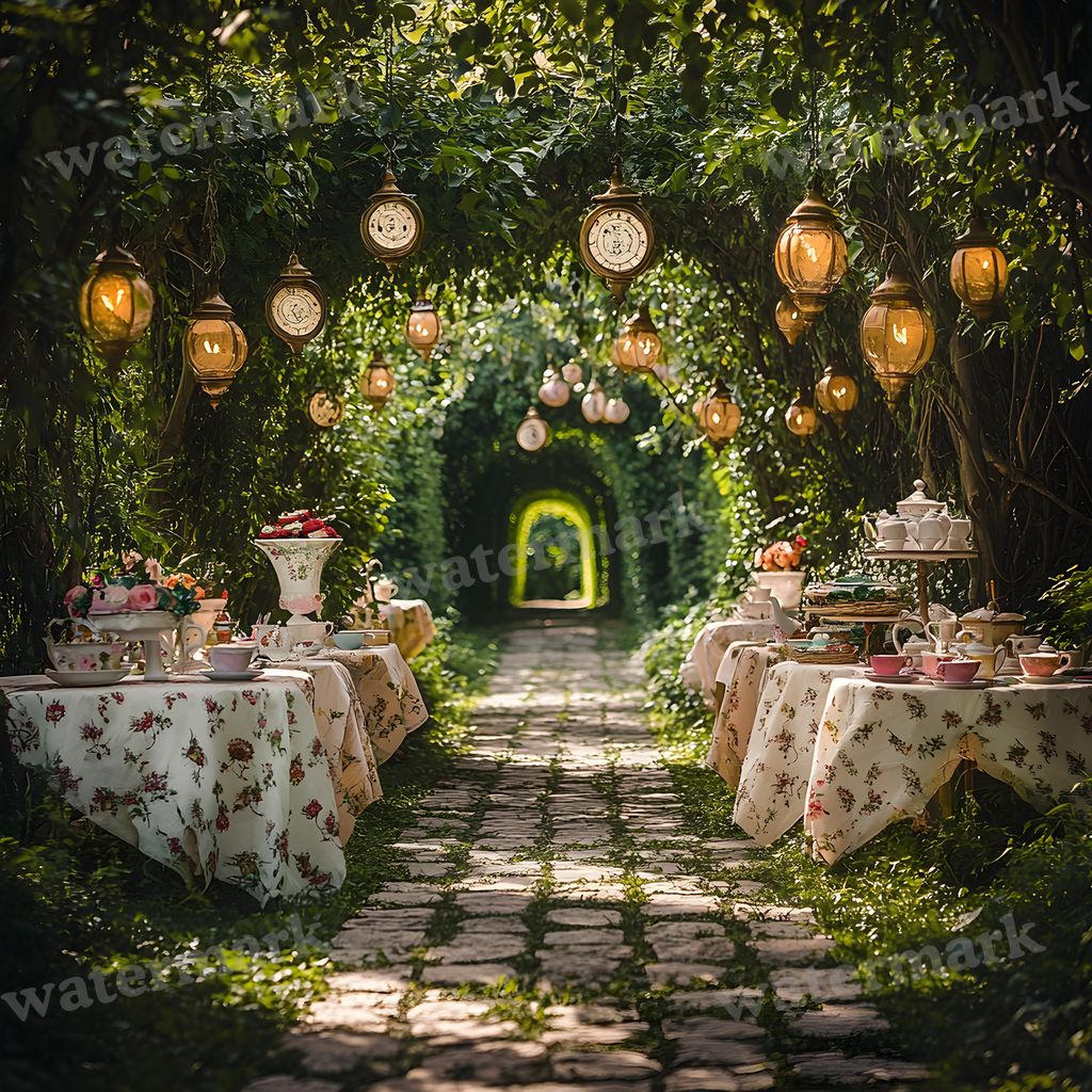 Wonderland Tea Party Backdrop Images