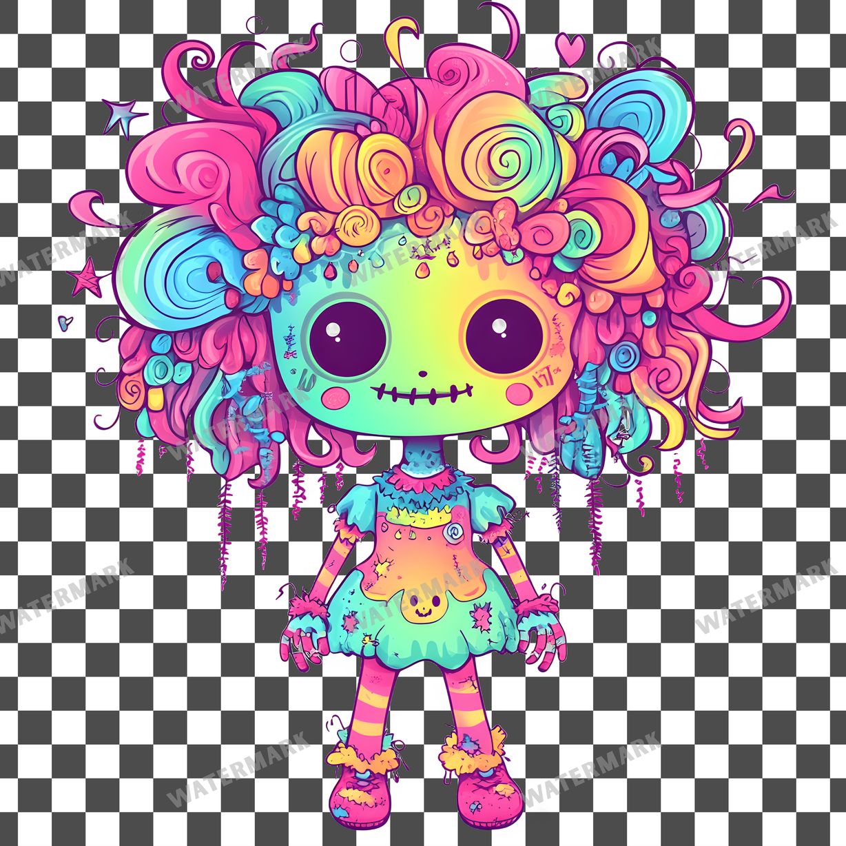 Zombie Kawaii Style Clipart Pngs
