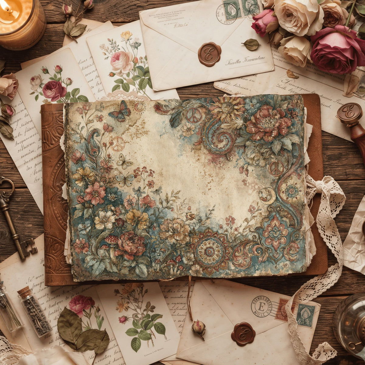 Bohemian Wildflower Journal Paper printable junk journal paper, page preview 27