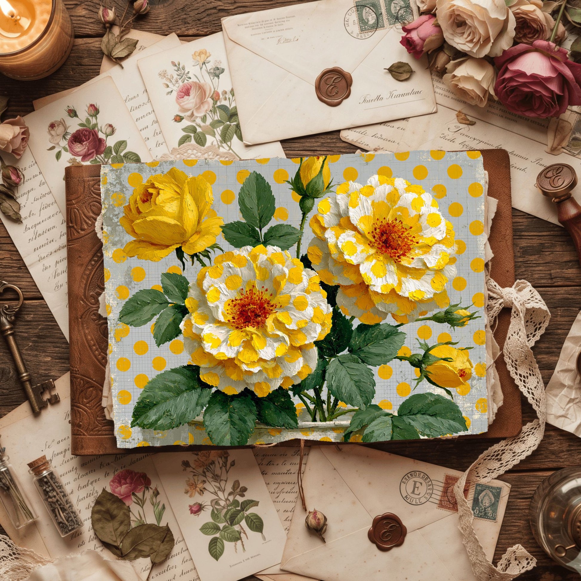 Bright Yellow Shabby Chic Journal Paper