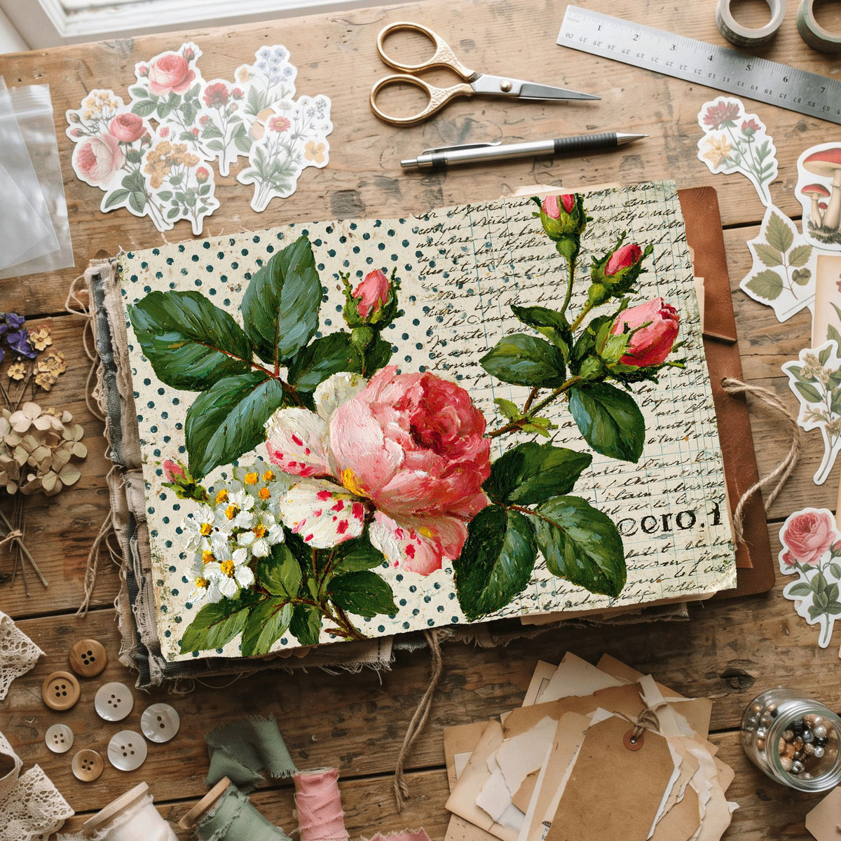 Faded Polka Dot Shabby Chic Journal Paper