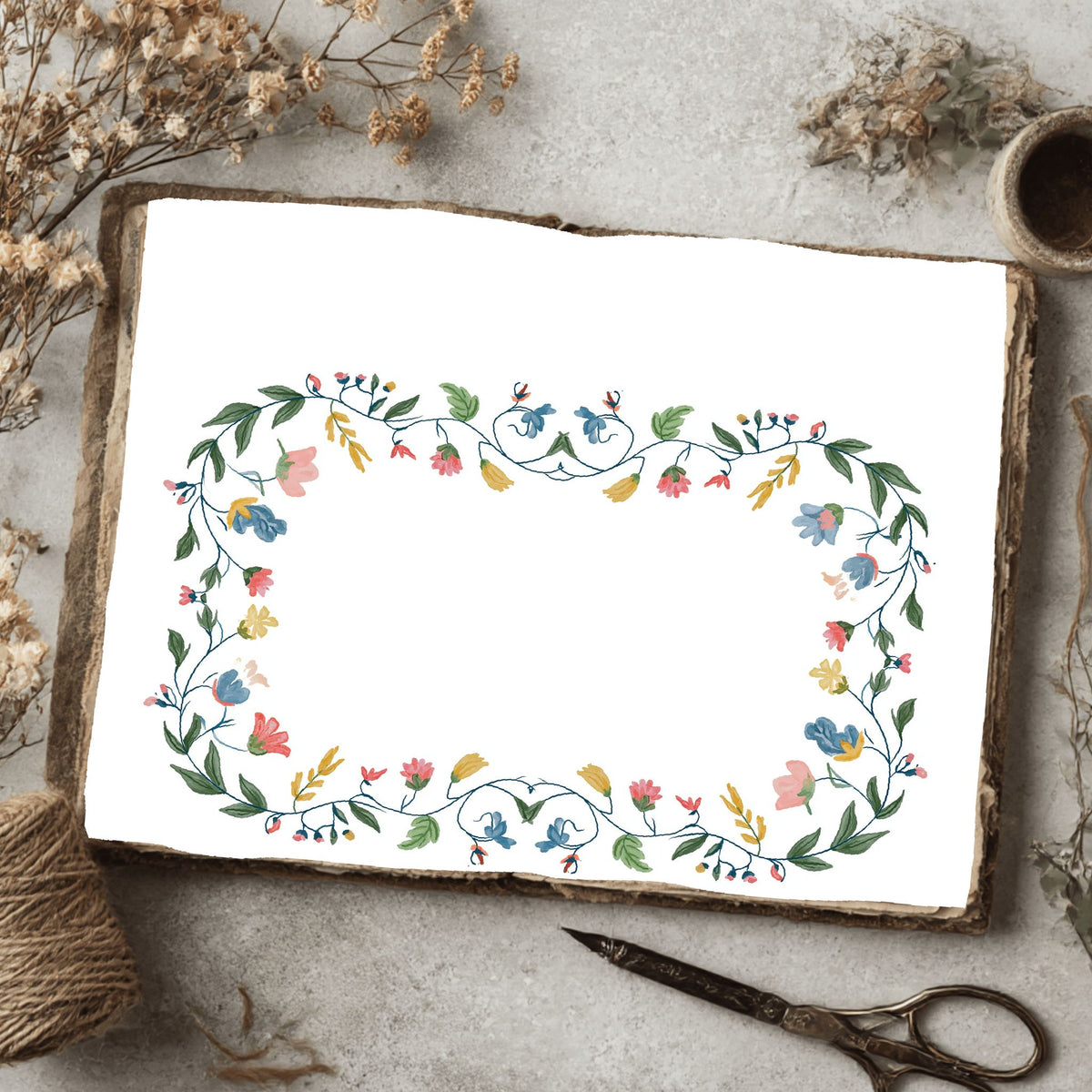 Folk Art Watercolor Floral Pattern