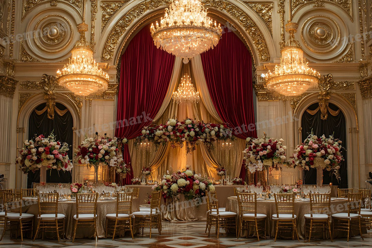 Opulent Wedding Ballroom digital photo backdrop for photo editing, preview 26